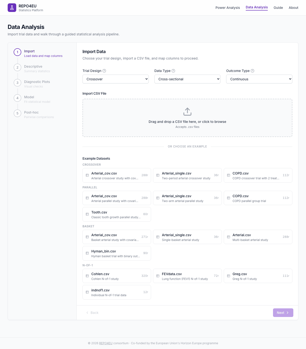 Example dataset selection